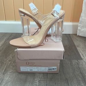 Nude heels with acrylic heel